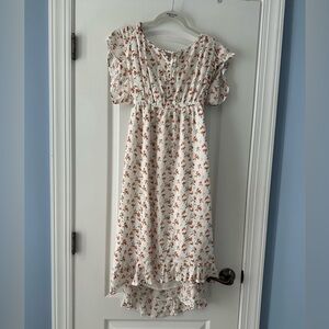 Abercrombie Easy Waist Midi Dress in Peach Print